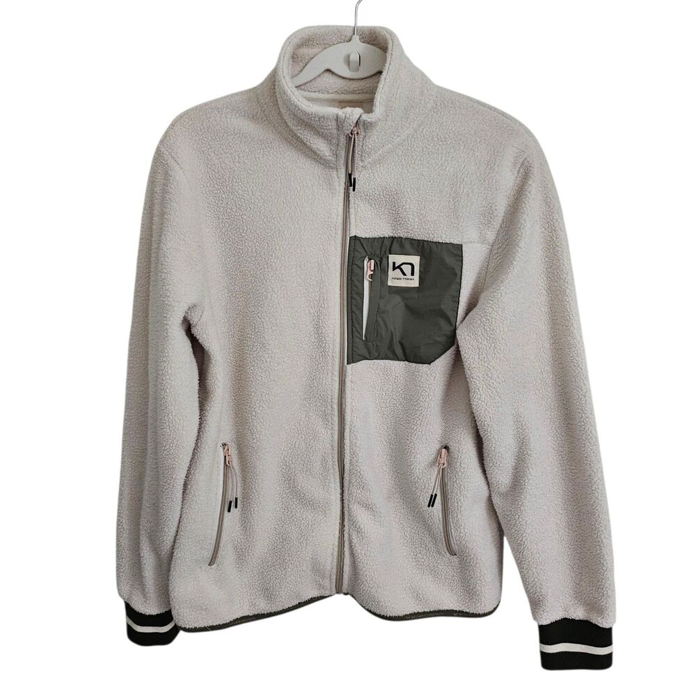 Kari Traa Jacket Womens Medium Ivory Rothe Midlayer Teddy Fleece Full Zip Cozy